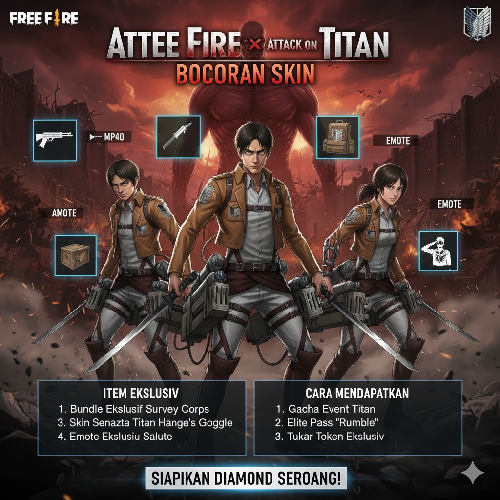 Free Fire x Attack on Titan: Bocoran Skin Eren & Mikasa 2026!