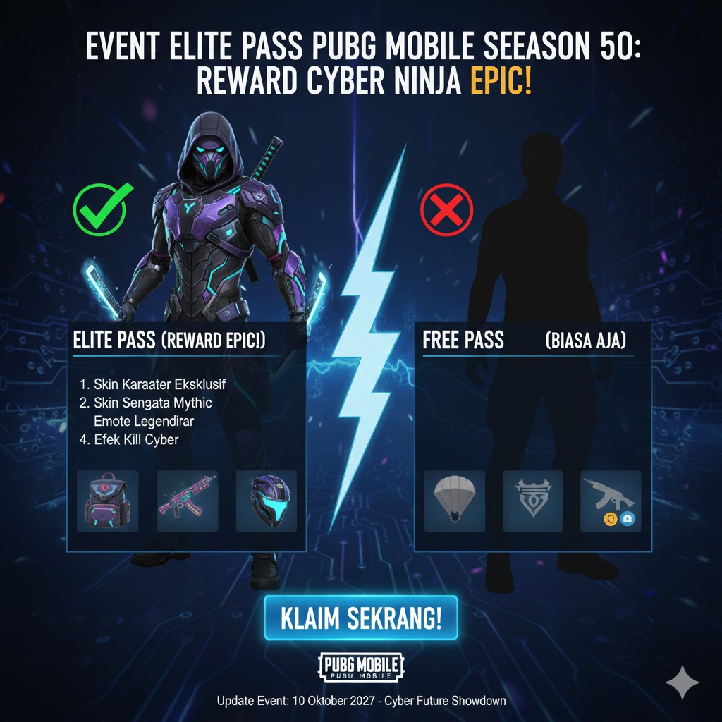 Event Elite Pass PUBG Mobile Season 50: Reward Cyber Ninja Epic!