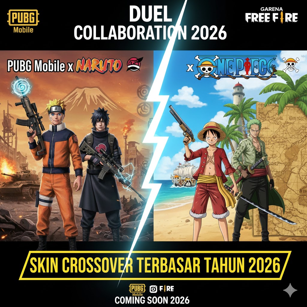 PUBG Mobile x Naruto vs Free Fire x One Piece Skin: Duel Kolab Terkencang 2026!