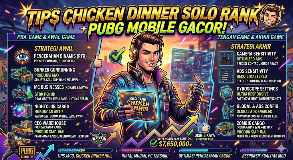 Tips Chicken Dinner Solo Rank PUBG Mobile Gacor!
